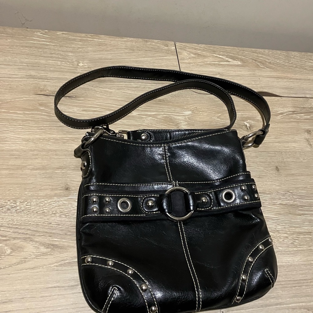 Kathy VanZeeland Studded Shoulder Bag Dark Brown almost Black.  Like new.